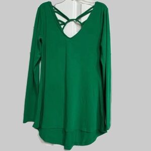 The Limited Green V-Neck Knit Blouse with Back Strap – Size XS